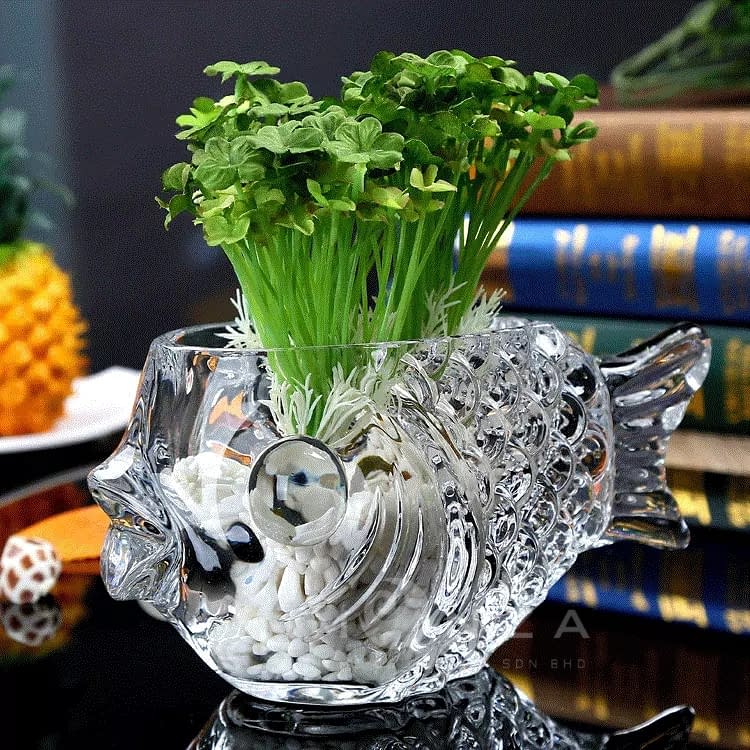 STC905449029M Fish Glass Vase Monza Home Collection